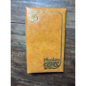 VTG Photo Album 1970's? Gold Embossed Photos Orange Groovy MCM